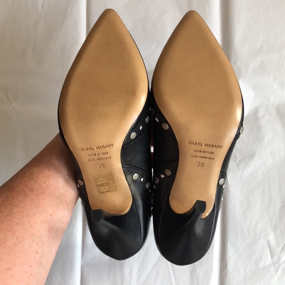 Isabel Marant Black Leather Studded Heels, Size 38 (US Size 8), EUC. - Picture 9 of 16